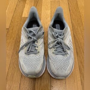 Hoka Clifton 8 Light Blue and Orange Running Shoes